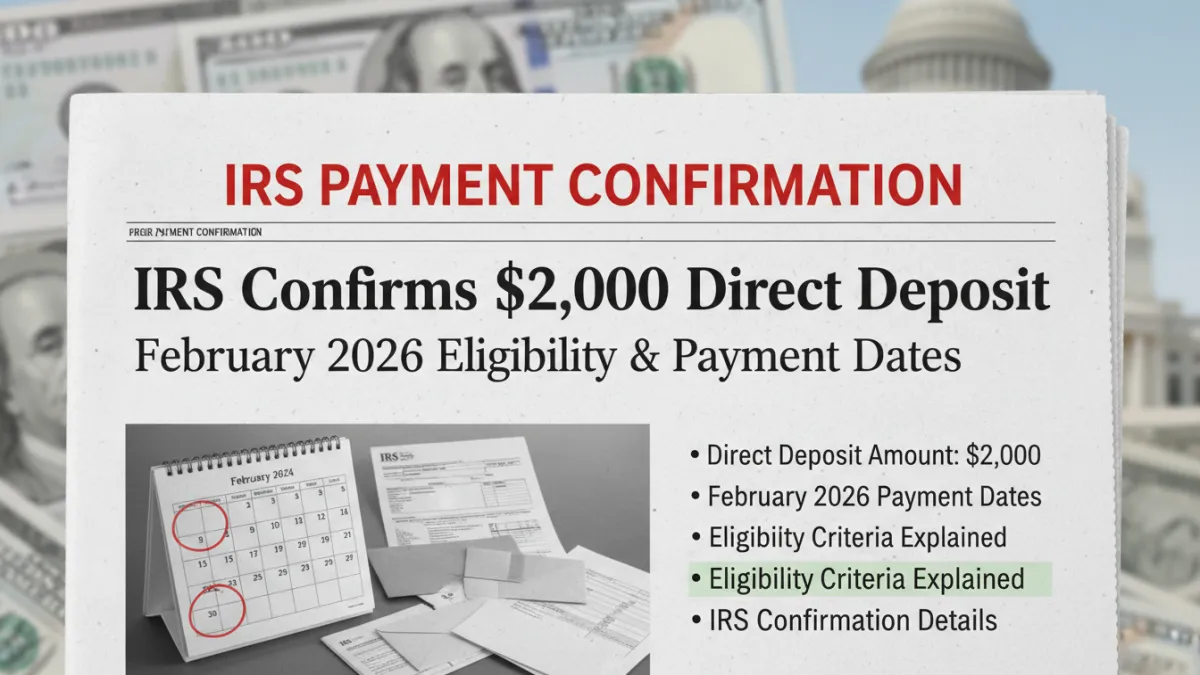 IRS Confirms $2,000 Direct Deposit for February 2026 Eligibility and Dates
